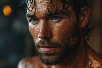 Fototapeta premium Portrait Showcasing Youthful Attractiveness and Muscular Elegance