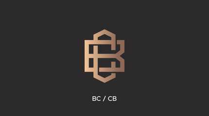 Alphabet BC luxury initial letters and hexagon brand monogram logo template. vector ilustration