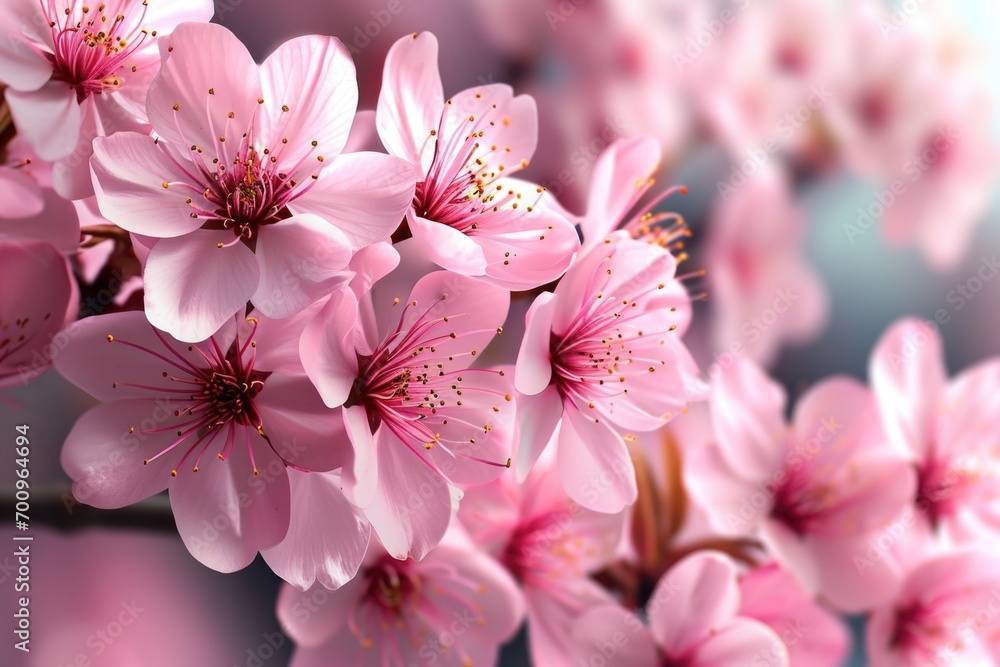 Poster A close-up view of a bunch of pink flowers. Perfect for adding a pop of color to any project