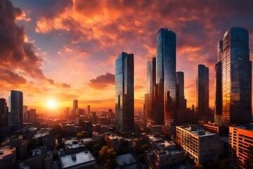 Obraz premium city at sunset