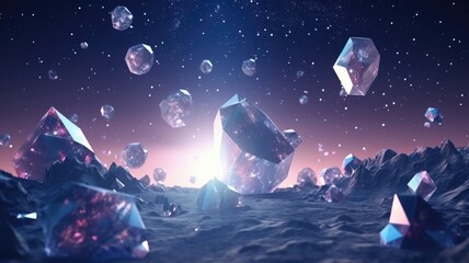 Celestial Dance: Crystals Adrift in Space