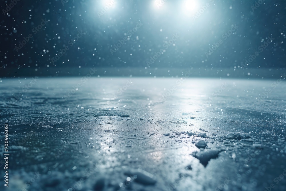 Poster A close up view of a wet surface with vibrant lights in the background. Perfect for adding a touch of elegance and sparkle to any design
