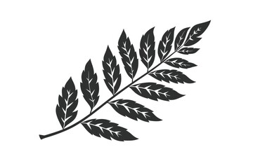 A simple black and white silhouette of a leaf. Can be used for various design projects