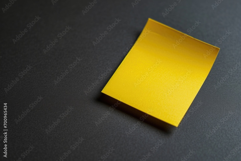 Aufkleber a yellow post it note placed on a black surface. this versatile image can be used for various purpos