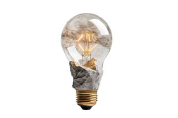 Empty light bulb against isolated on PNG Background. Generative Ai.