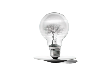 Empty light bulb against isolated on PNG Background. Generative Ai.