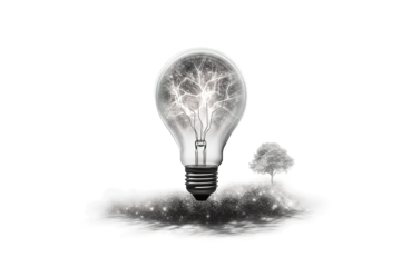 Empty light bulb against isolated on PNG Background. Generative Ai.