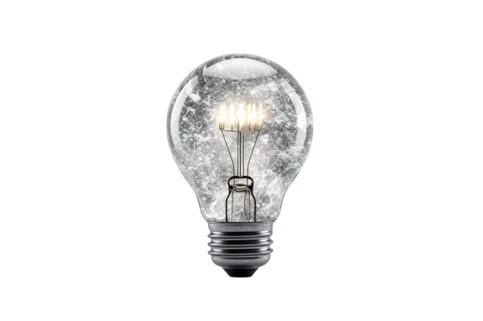 Empty light bulb against isolated on PNG Background. Generative Ai.