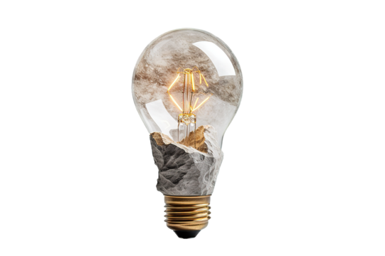 Empty light bulb against isolated on PNG Background. Generative Ai.