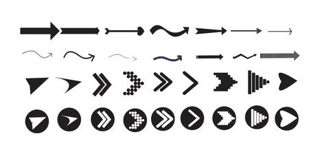 Arrows set. Arrow icon collection. Set different arrows or web arrow icon designs. Flat style arrow isolated on white background - stock vector.