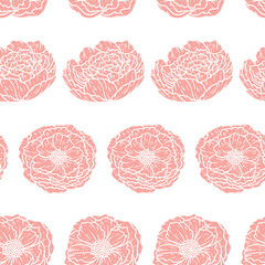 Beautiful Peony Blossom Repeat Pattern Design