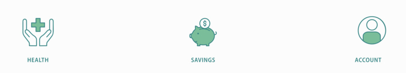 HSA banner web icon vector illustration concept for health saving account with icon of healthcare, growth, id card, and accounting