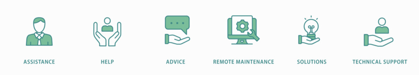 IT Expert banner web icon vector illustration concept with icon of assistance, help, advice, remote maintenance, solutions and technical support