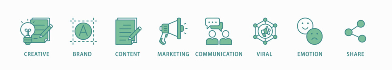 Storytelling banner web icon vector illustration concept with icon of creative, brand, content, marketing, communication, viral, emotion, and share