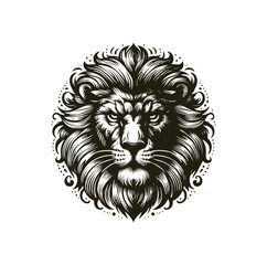 Hand drawn of angry lion. Vector illustration.