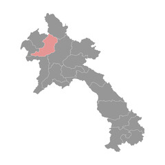 Oudomxay province map, administrative division of Lao Peoples Democratic Republic. Vector illustration.