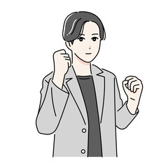 笑顔でグッドサインをするビジネスパーソンのイラスト