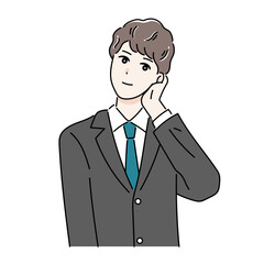 かっこつけたポージングをしているビジネスパーソンのイラスト