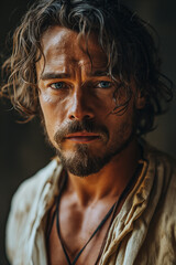 Fototapeta premium Portrait Showcasing Youthful Attractiveness and Muscular Vigor