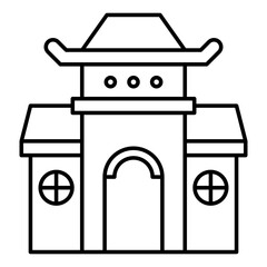 Chinese Temple black outline icon, related to Chinese new year theme. use for web, digital and app development