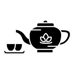 Tea Ceremony glyph icon, related to Chinese new year theme. use for web, digital and app development