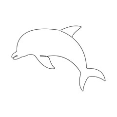 Continuous single-line art of dolphin. Cute dolphin one line drawing vector and illustration. Dolphin outline.