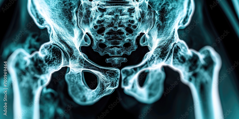 Poster a close-up view of a blue skeleton. this image can be used for various purposes