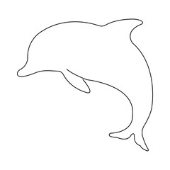 Continuous single-line art of dolphin. Cute dolphin one line drawing vector and illustration. Dolphin outline.