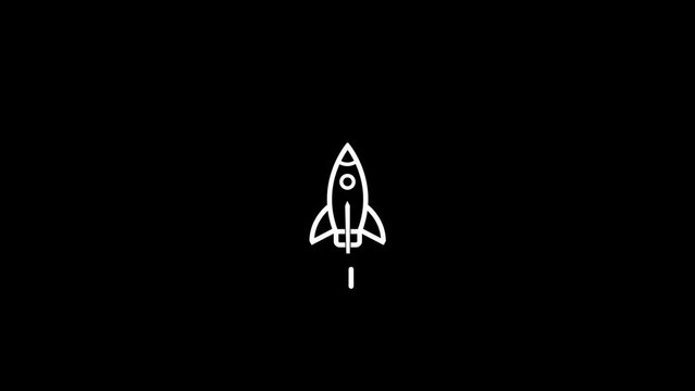 Rocket flying on sky line icon animation. simple rocket flying concept animation.