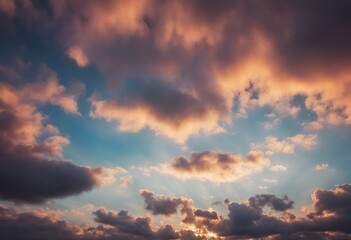 Naklejka na ściany i meble Beatiful sky with comolus clouds