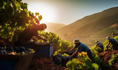 A Bountiful Harvest: Grape Pickers in the Vineyard