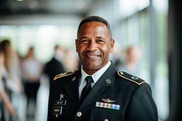 Portrait of a happy mature African American man in a military uniform