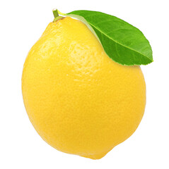 lemon fruit with leaves isolated, Fresh and Juicy Lemon, transparent PNG, PNG format, cut out