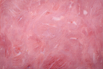 Delicious fresh ham cut into slices with salt, spices and herbs - obrazy, fototapety, plakaty