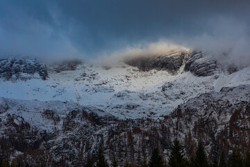 First snow on Mount Canin