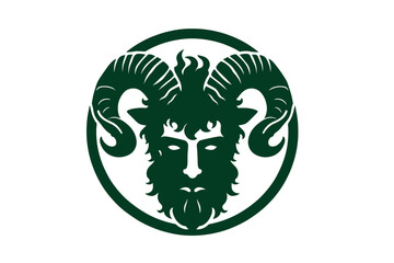 Fabulous mythical satyr. Face. Logo, icon, emblem