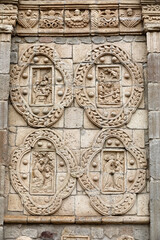 Reliefs on the facade of St Peter's cathedral, Riobamba, Ecuador