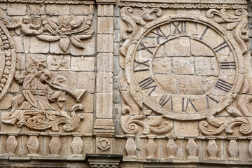 Reliefs on the facade of St Peter's cathedral, Riobamba, Ecuador