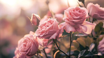 Pink roses in soft color, Made with blur style for background