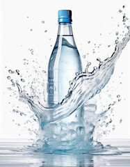 water mineral bottle with splash water