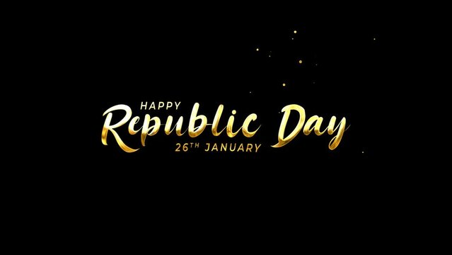 Happy Republic Day 26th january text , national holiday in India concept, indian patriotic decorative animated lettering, Lettering of festive greeting card motion grapich