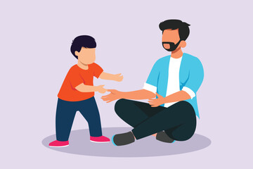 Family and children spending time together. Walking family concept. Colored flat vector illustration isolated.