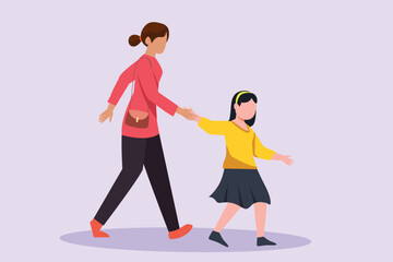 Fototapeta na wymiar Family and children spending time together. Walking family concept. Colored flat vector illustration isolated.