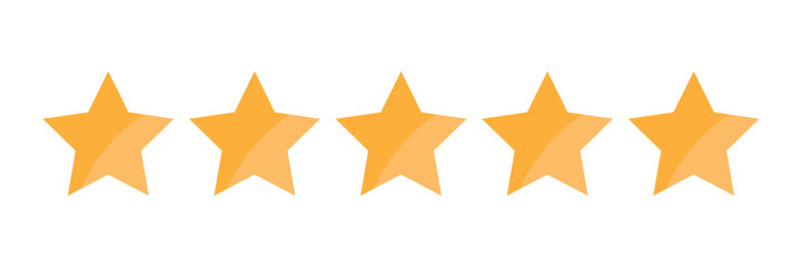 Customer feedback star rating, 5 star review stars