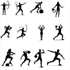 set of olympics players silhouettes , set of olympic silhouettes