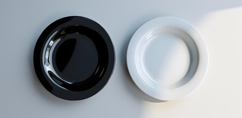 one black plate and one white plate