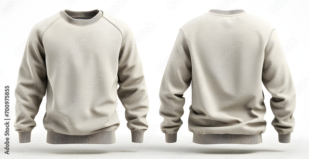 Poster gray sweatshirt mockup with front and back view