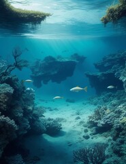 Naklejka na ściany i meble Underwater view of coral reef and marine life