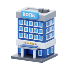 3D Model of a Blue-themed Hotel. Blue-colored Hotel Model for an Attractive Aesthetic.
3d illustration, 3d element, 3d rendering. 3d visualization isolated on a transparent background