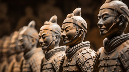 Terracotta army warriors in Xian, China. Generative AI. - obrazy, fototapety, plakaty